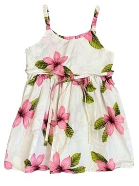 VTG Pacific Legend Hawaiian Dress Girls 3-4 Pink Hibiscus USA Cotton Tropical